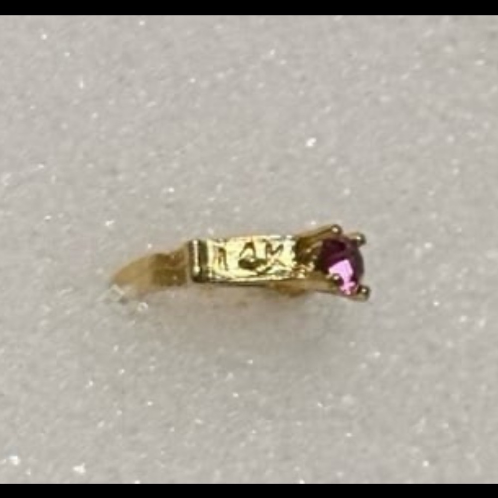 Tiny 14k gold mini charm / pendant with ruby stone